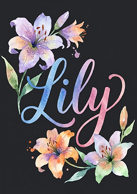 Lily watercolor floral text art