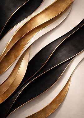 Abstract Gold and Black Waves