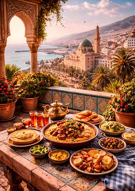 Moroccan Terrace Feast with City View