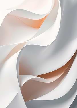 Abstract White and Peach Paper Sculpture