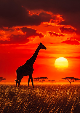 Majestic Giraffe African Savanna Sunset