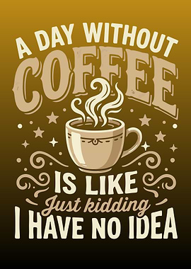 A Day Without Coffee Funny Text Art