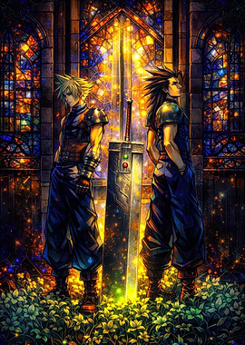 Cloud and Zack with Buster Sword