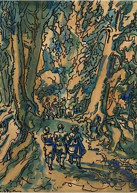People walking in a forest
