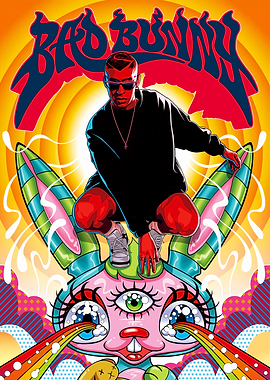 Bad Bunny Pop Art Poster