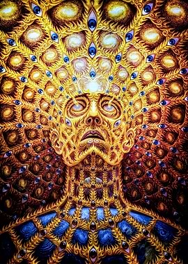 Psychedelic Face with Many Eyes