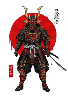 Samurai Warrior with Red Sun