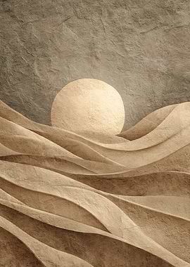 Abstract Desert Landscape with Sun
