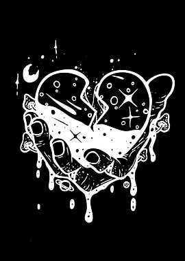 Broken Heart in Hands with Space Elements