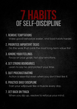 7 Habits of Self-Discipline Poster