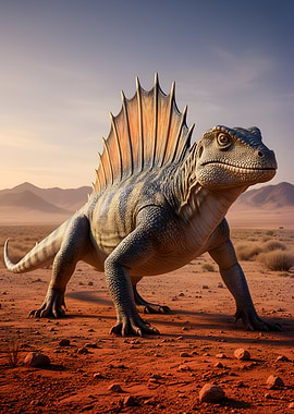 Dinosaur in a Desert Landscape