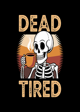 Skeleton Drinking Coffee