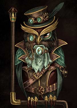 Steampunk Owl Character