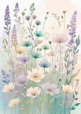 Watercolor Floral Meadow