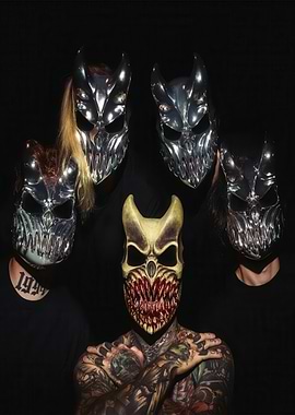 Group Wearing Scary Masks