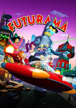 Futurama Characters in a Spaceship