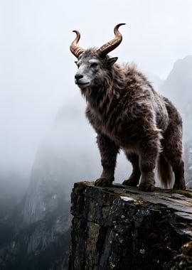 Majestic Mountain Goat on Cliff Edge