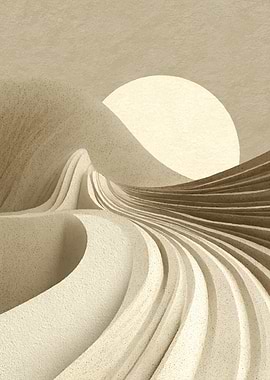 Abstract Desert Landscape with Sun
