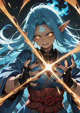 Anime Elf Casting Magic