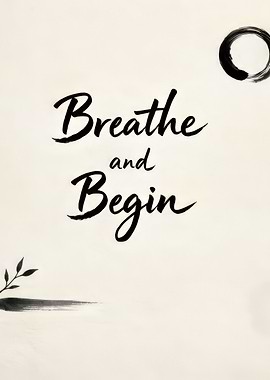 Minimalist Zen Calligraphy with Enso Circle