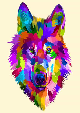 Colorful Wolf Portrait
