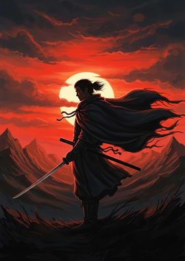 Samurai Warrior at Sunset