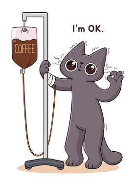 Cat receiving coffee IV drip