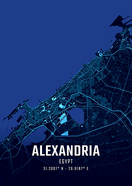 Alexandria Egypt Midnight City Map