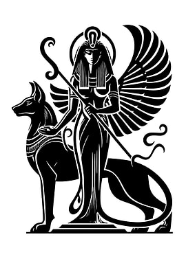 Egyptian Goddess Isis with Anubis