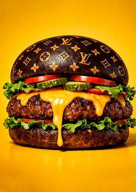 Luxury Burger with Louis Vuitton Pattern