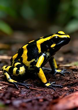 Yellow and Black Poison Dart Frog