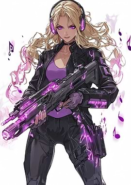 Anime Woman with Futuristic Gun
