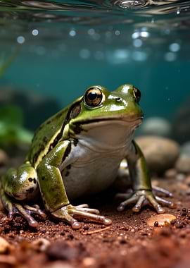 Frog underwater in natural habitat