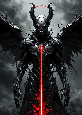 Demonic Figure with Red Laser