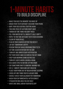 1-Minute Habits to Build Discipline Poster