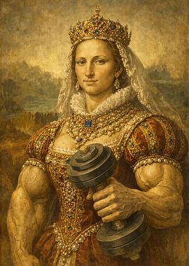 Muscular Queen Holding Dumbbell