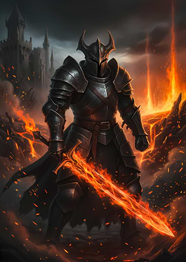 Fiery Knight with Flaming Sword