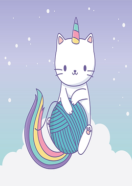 Unicorn Cat with Yarn Ball