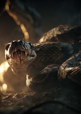 Close-up of a Menacing Snake