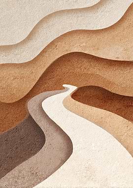 Abstract Desert Landscape with Winding Path