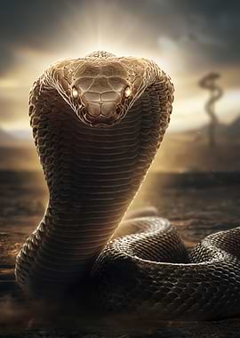 Majestic Cobra in Desert Landscape