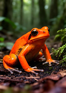 Vibrant Orange Frog in Forest