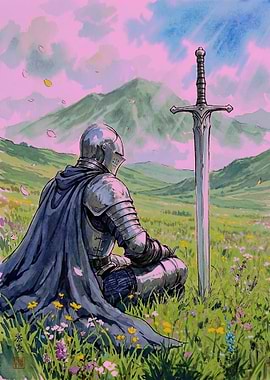 Knight in a Flower Field