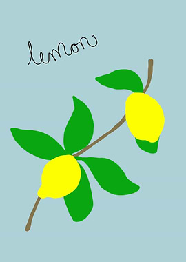 Hand-Drawn Lemons On a Branch