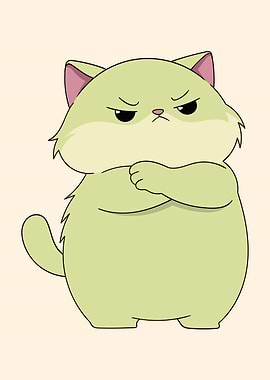 Grumpy Light Green Cat