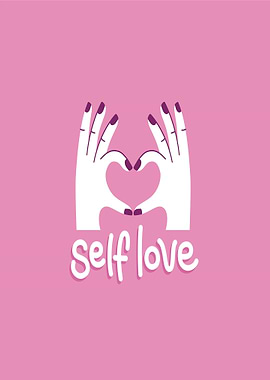 Self Love Heart Hands Pink Background