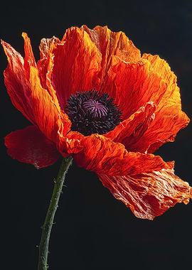 Vibrant Orange Red Poppy Macro