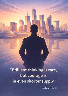 Man overlooking a futuristic cityscape at sunset