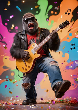 Rockstar Gorilla Playing Guitar