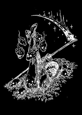 Grim Reaper with Skulls and Scythe